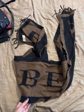 Burberry Brown and Black Monogram Logo Scarf